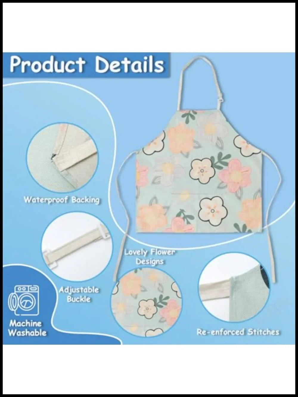 Unisex Plus Size Bib Apron with Pockets - 5 Pockets Adjustable Neck